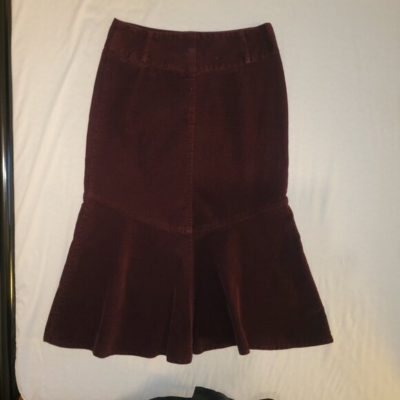 90s Y2K Vintage Parisian Designer High-Waisted Corduroy Mermaid Midi Skirt - Picture 3 of 7